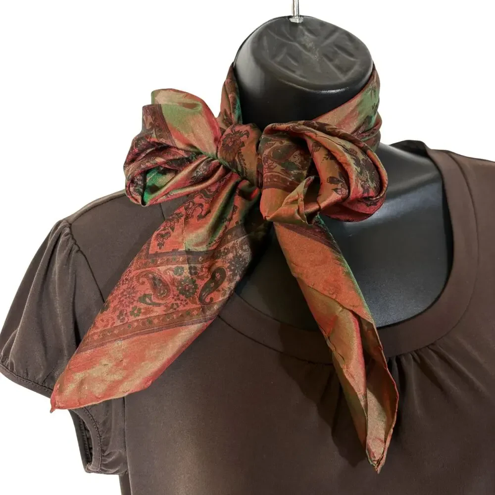 Vintage Square Scarf Brown Shimmer 34